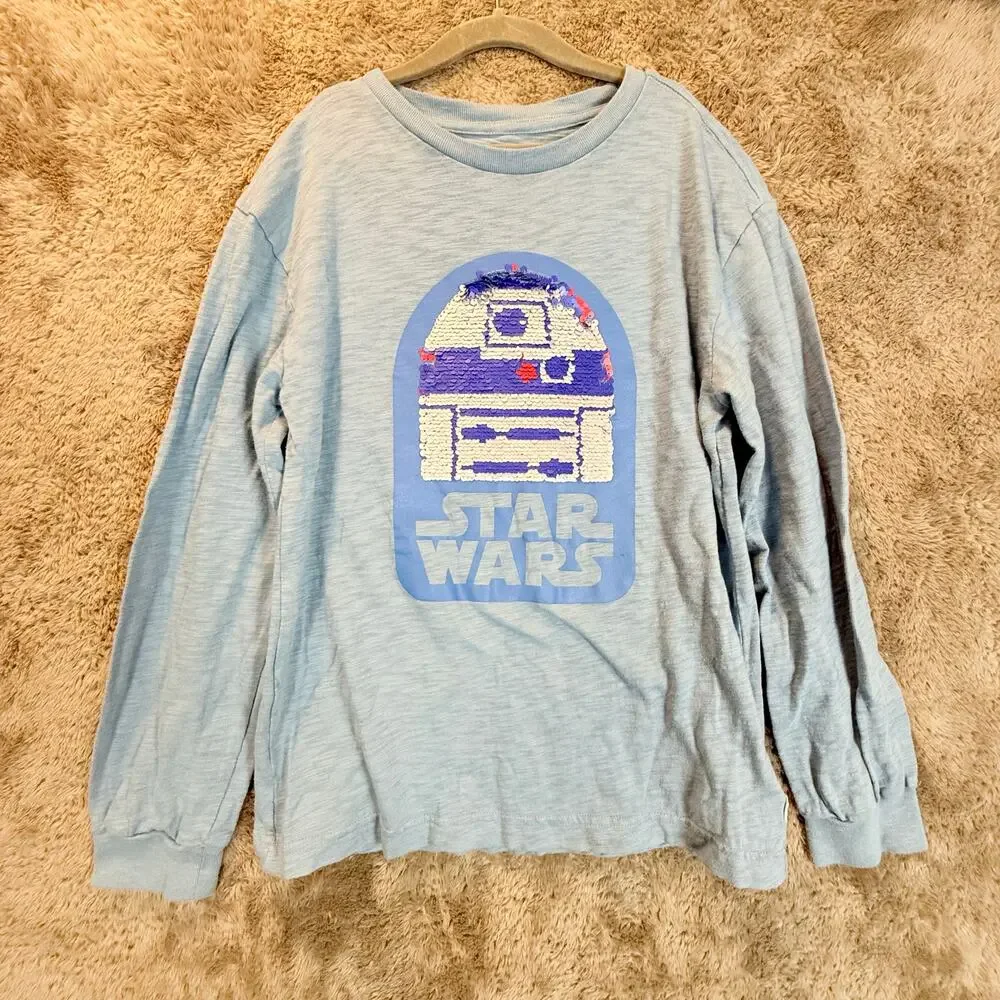 Star Wars Gap T Shirt Flippy Sequin R2D2 Long Sleeve Boys L Large 10